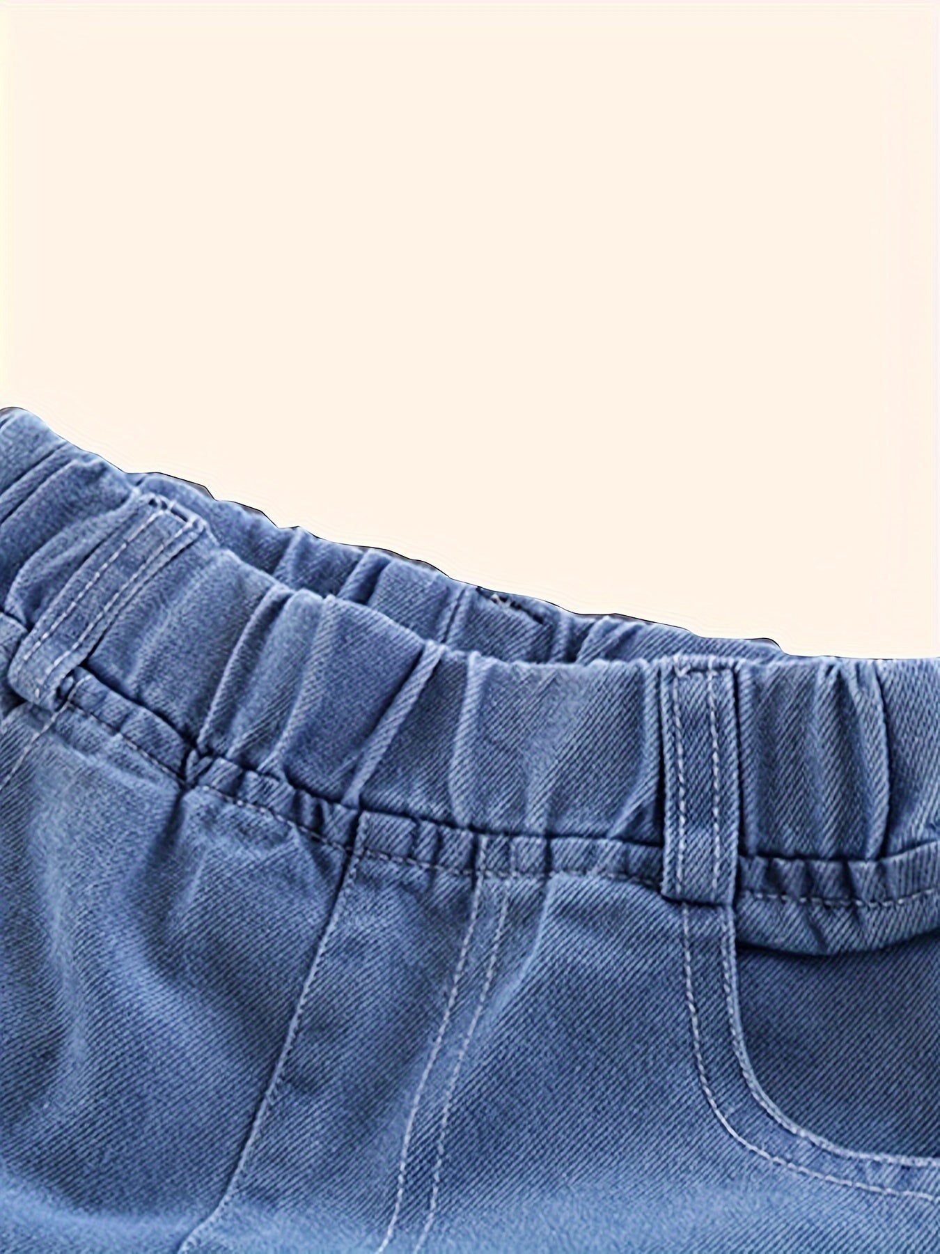 Boys Ripped Denim Jeans All-Season Cartoon Pattern Elastic Waist Straight Fit