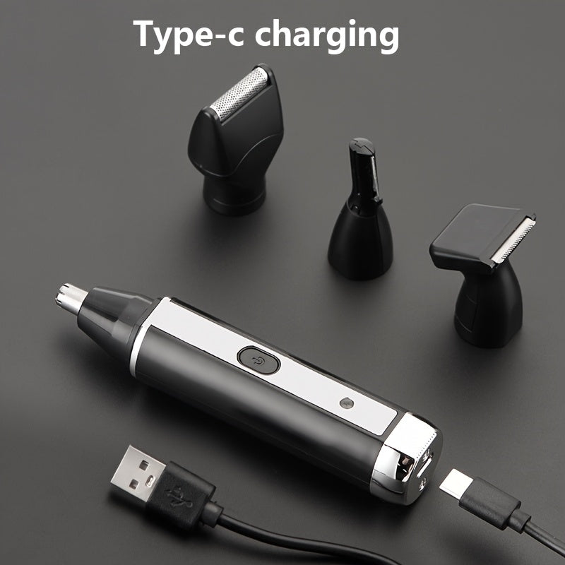 Мужской USB-заряжаемый 4-в-1 набор для ухода за носом, ушами, бородой и бровями