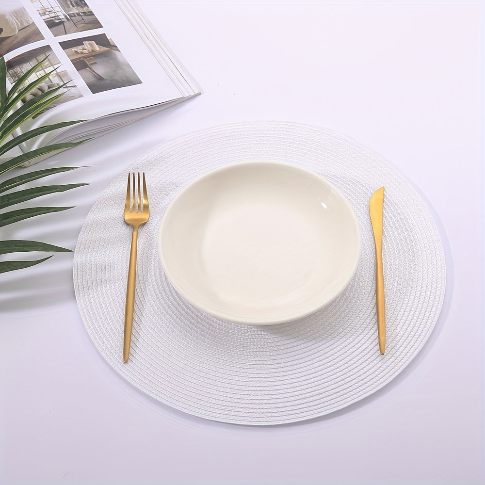 Set of 4/6 Woven Round Placemats Insulation Pads for Dining Table Easy to Clean