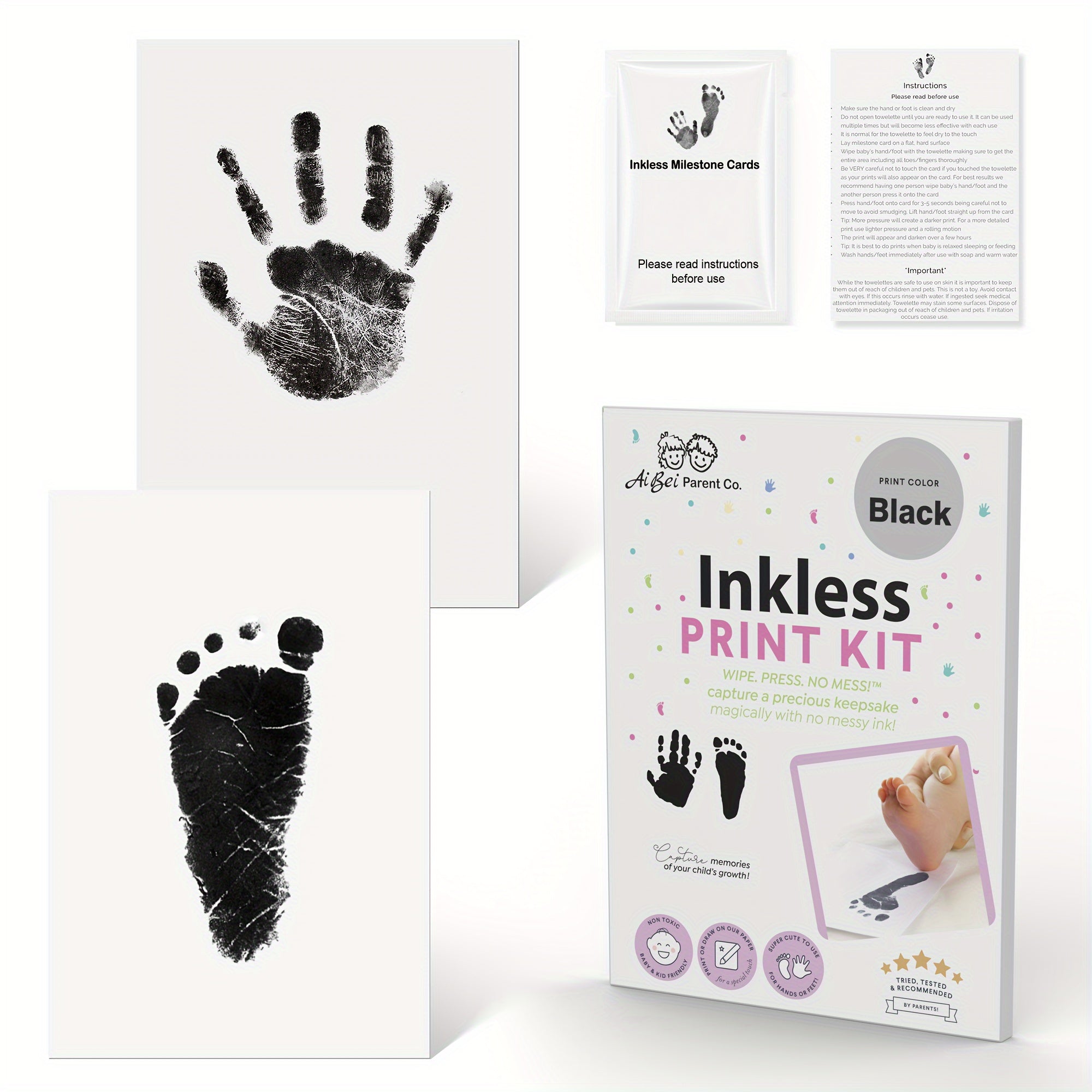 Baby Handprint Kit Non-Toxic Silicone Memory Keepsake for Milestones