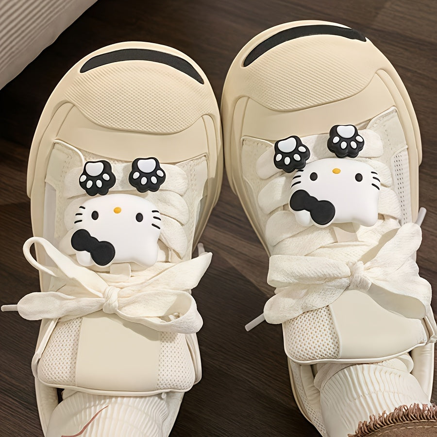 2PCS Girl Shoe Lace Buckles Cute Cartoon Animal Print Sneaker Decor