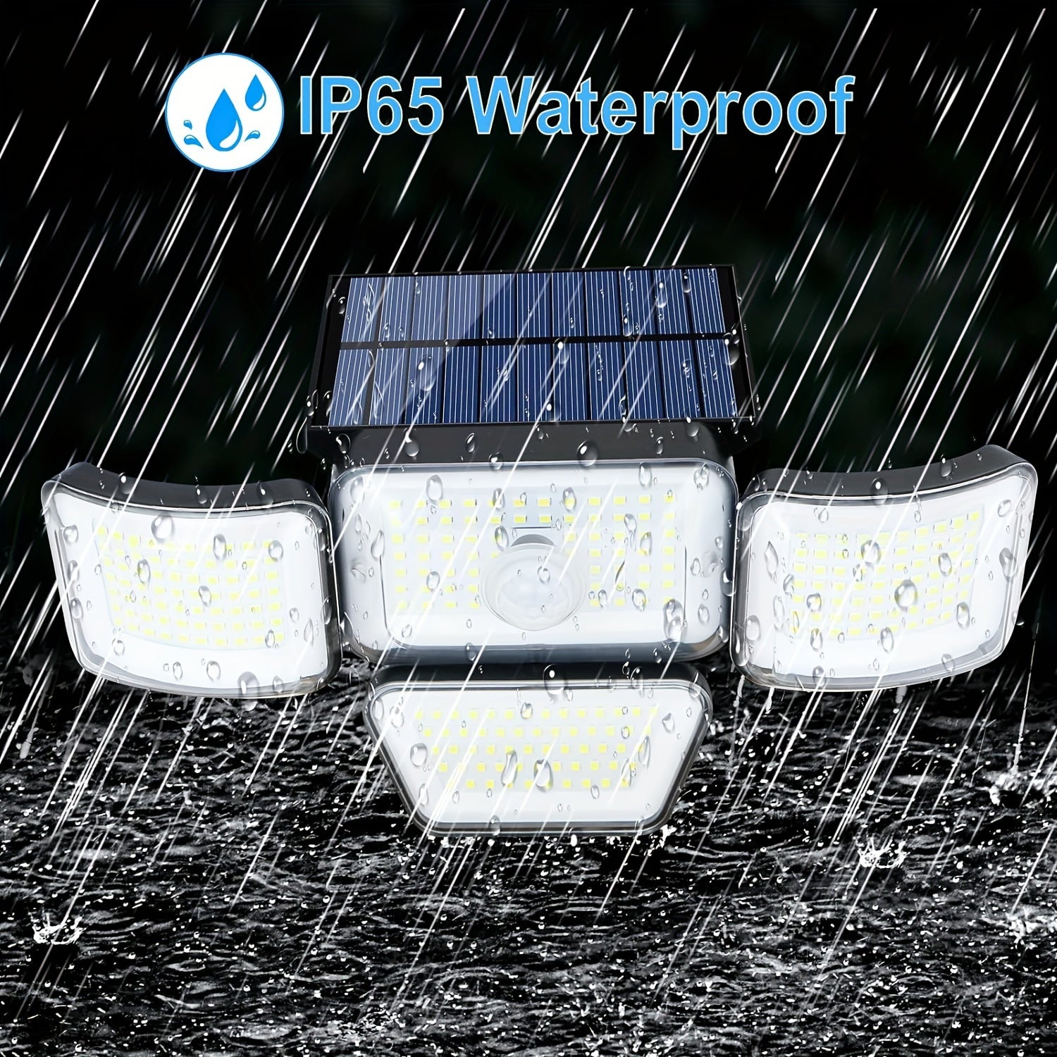 278 LED Solar Outdoor Light with 4 Adjustable Heads IP65 Waterproof Security Garden Lamp