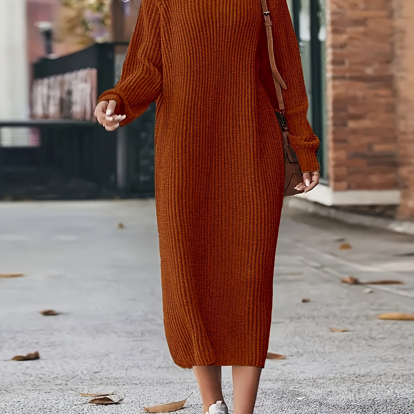 Ayollar uchun trikotaj kofta, katta o'lchamli yuqori bo'yin, bir rangli, qishki, kundalik kiyim