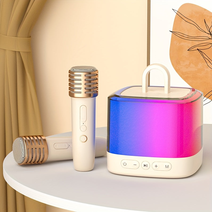 Mini Karaoke Machine with Wireless Microphone Party Lights for Kids and Teens