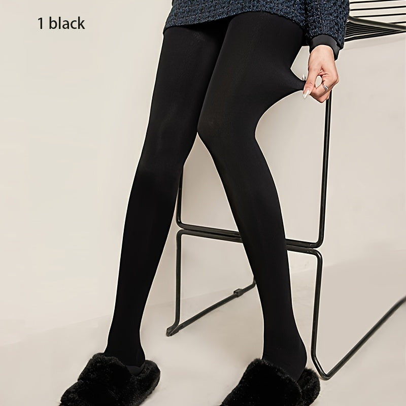 Women's Black Velvet Fleece Leggings for Cold Weather All Seasons