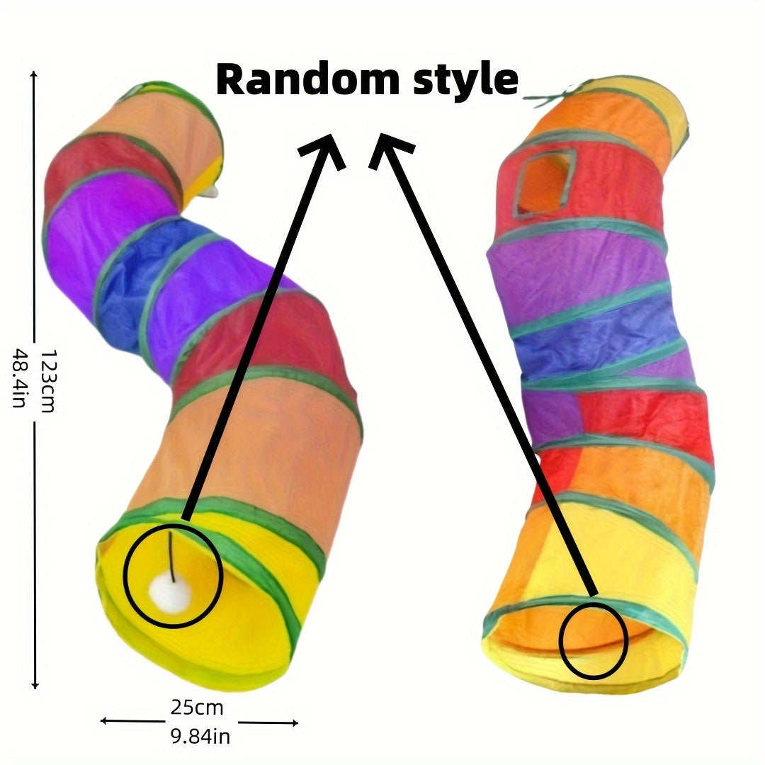 Qaytib olinadigan mushuk tunelida to'p bilan interaktiv mushuk o'yinchoqi, cheksiz qiziqarli o'yinlar uchun