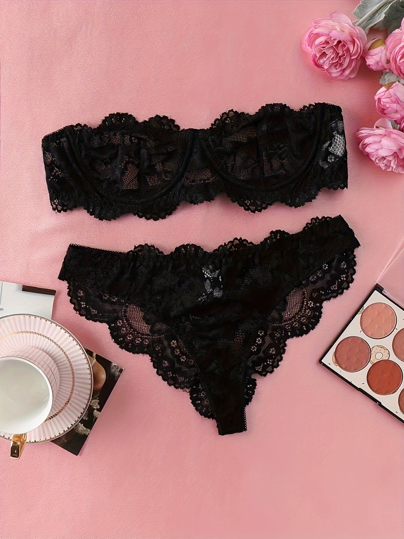 Women’s Ultra-Thin Transparent Lace Lingerie Set for Romantic Wear