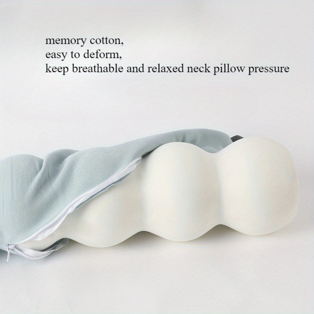 Linen Cover Portable Memory Foam Neck Pillow for Travel and Office Napping