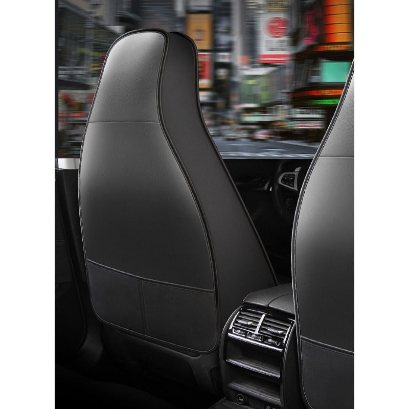 Universal Car Seat Cover Leather Cushion for All-Weather Black White Full Size