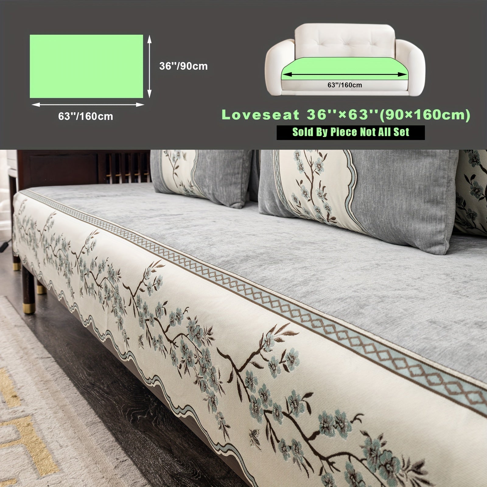 Чехол на диван с цветочным узором для всех сезонов с подушками и защитными чехлами для подушек для гостиной, спальни, офиса