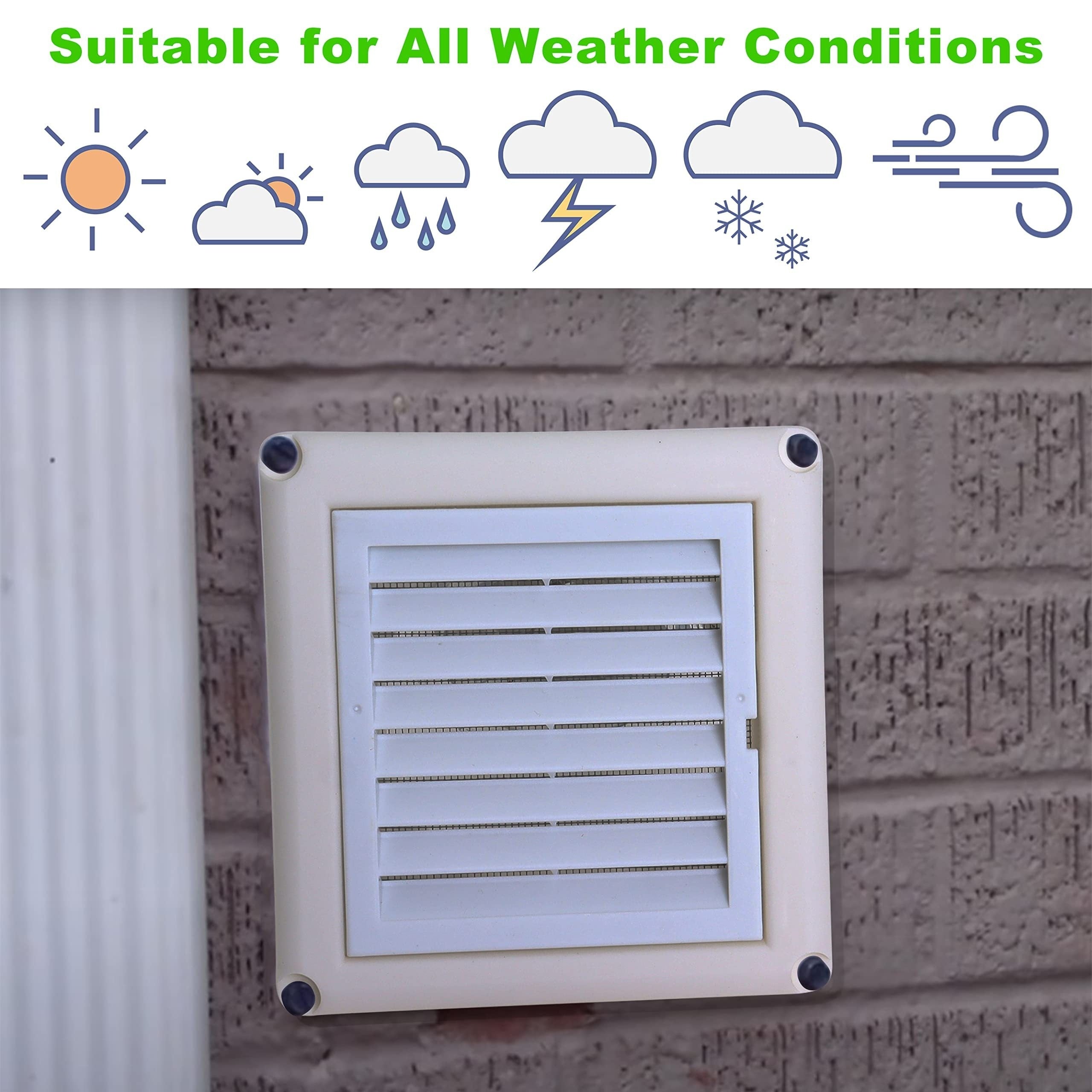 Ochiq havoda quritgich vent qopqog'i, plastmassa, 10.16cm tekis devor vent to'plami