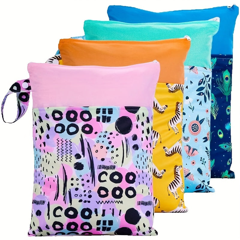 Reusable Waterproof Wet Bag with Double Pockets Cloth Handle 24.99x35cm