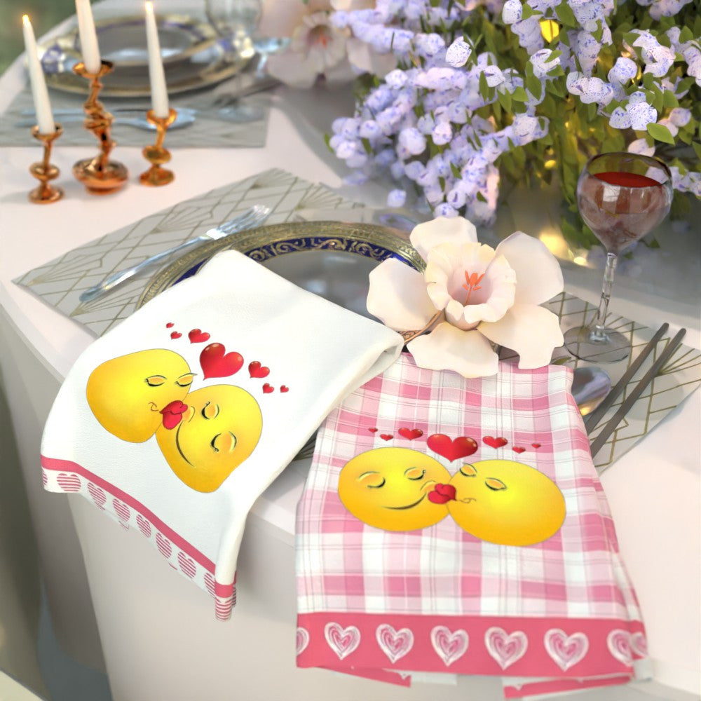 Polyester Kitchen Towels 45x66cm Soft Woven Fabric Heart Design for Camping Restaurant