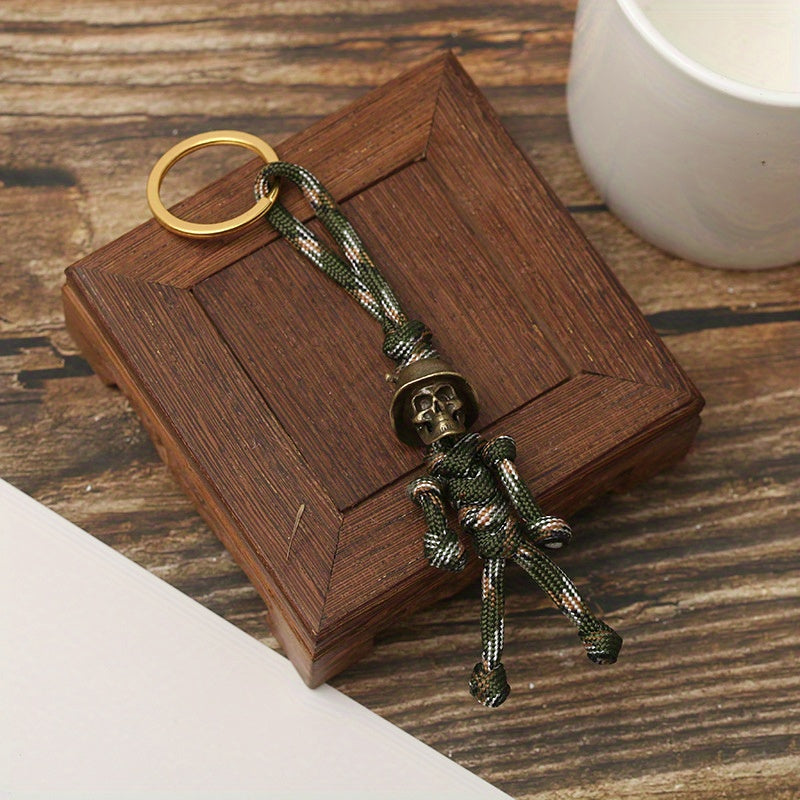 Unique Handmade Paracord Keychain with Skull Head Soldier Pendant Outdoor EDC Tool