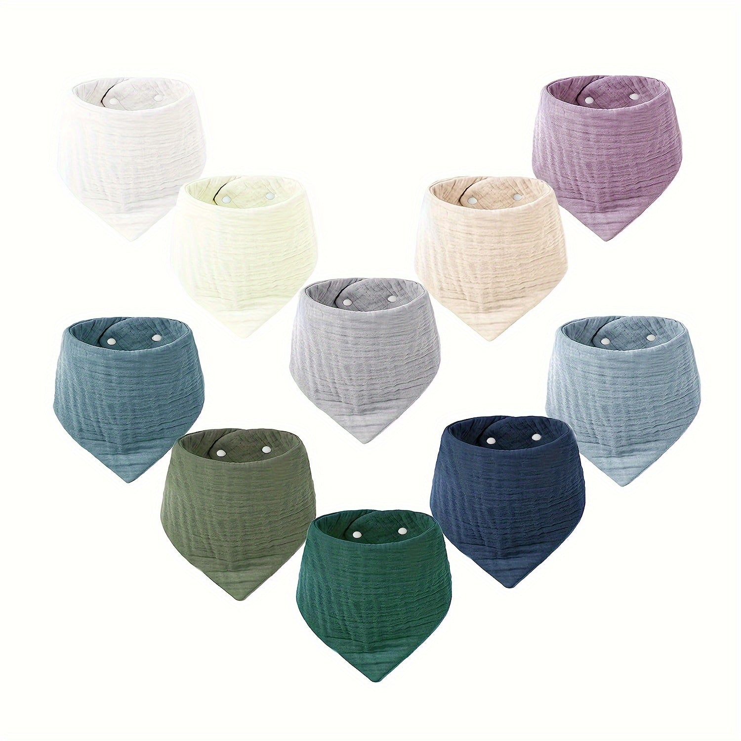 Set of 10 Baby Muslin Bibs for Boys and Girls Soft Woven Drool Bibs with Snap Closure Ages 0-3