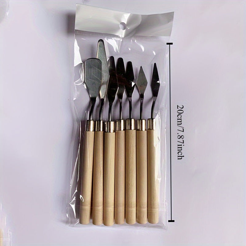 7-Piece Stainless Steel Cake Decorating Set with Fondant Spatulas and Scrapers