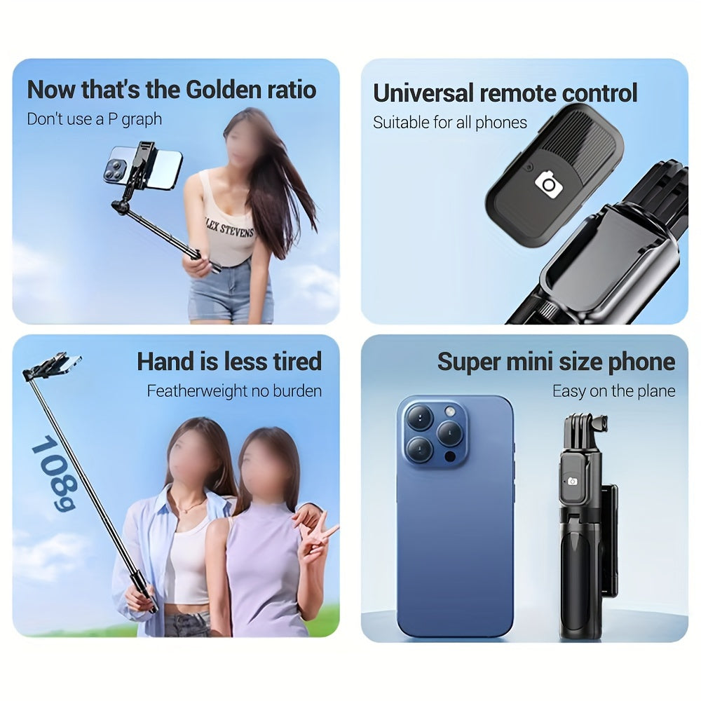 Simsiz Selfie tayoqchasi masofadan boshqarish bilan, ochiq havoda foydalanish uchun tripod, tebranishga qarshi, aylantiriladigan, smartfonlar bilan mos keladigan, batareya bilan ishlaydigan, qayta zaryadlanmaydigan (diametri < 20mm)