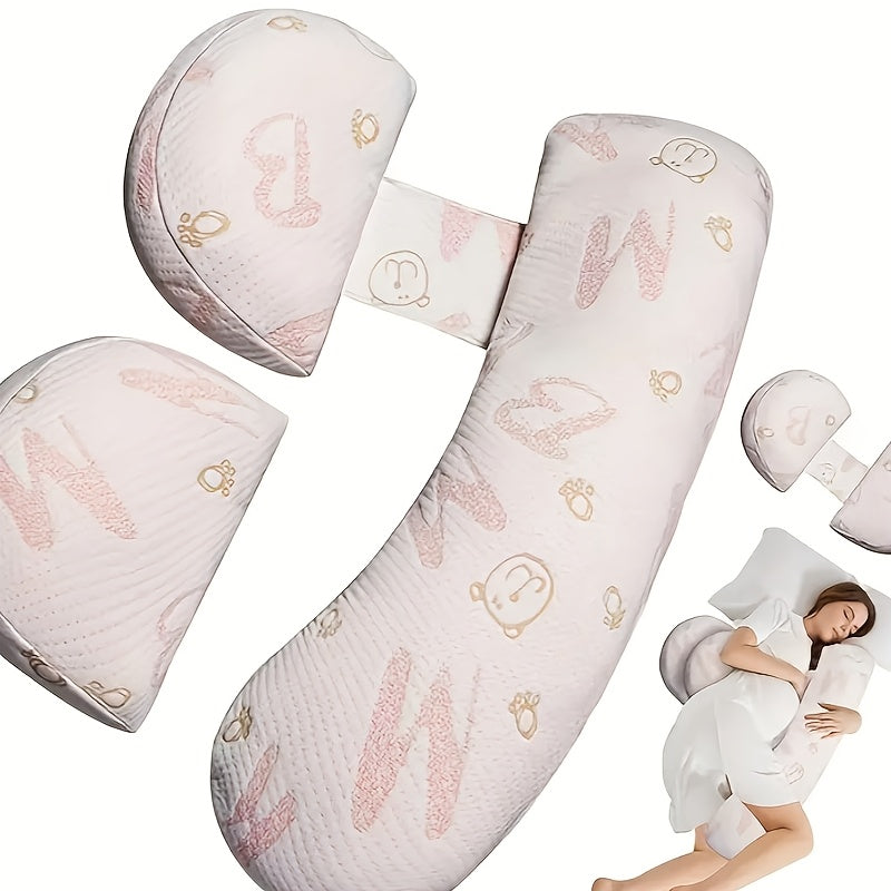 Extra Firm U-Shaped Maternity Pillow with Removable Cover and Lumbar Support