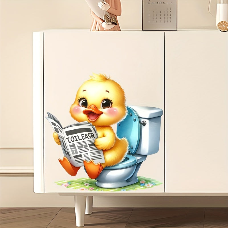 Cute Duckling Bathroom Decal Waterproof Self-Adhesive Animal Theme Square Reusable Decor