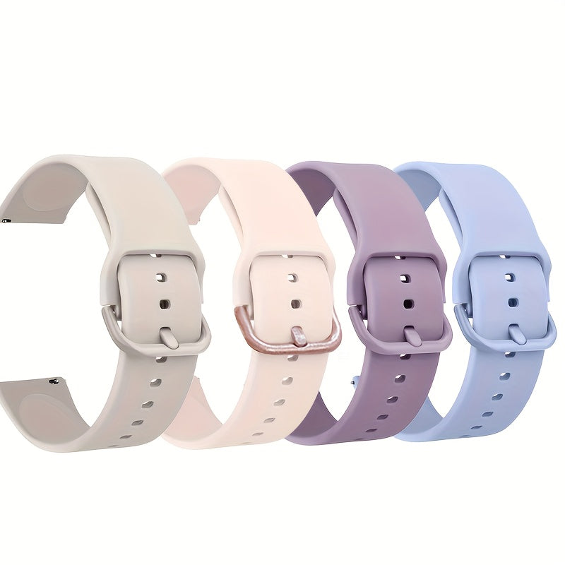 4 Pack Adjustable Resin Sport Watch Bands for Samsung Galaxy Watch 5 Pro, 5, 4, Gear S3, S2, Active 2 in Light Blue White Black Gray