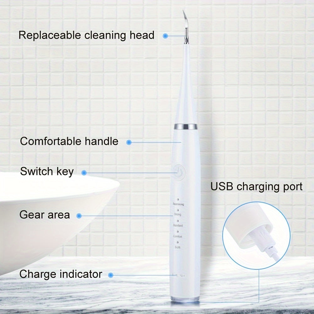 Six-In-One Electric Toothbrush Kit with Gentle Brush Head and Teeth Scaling Tool for Adults