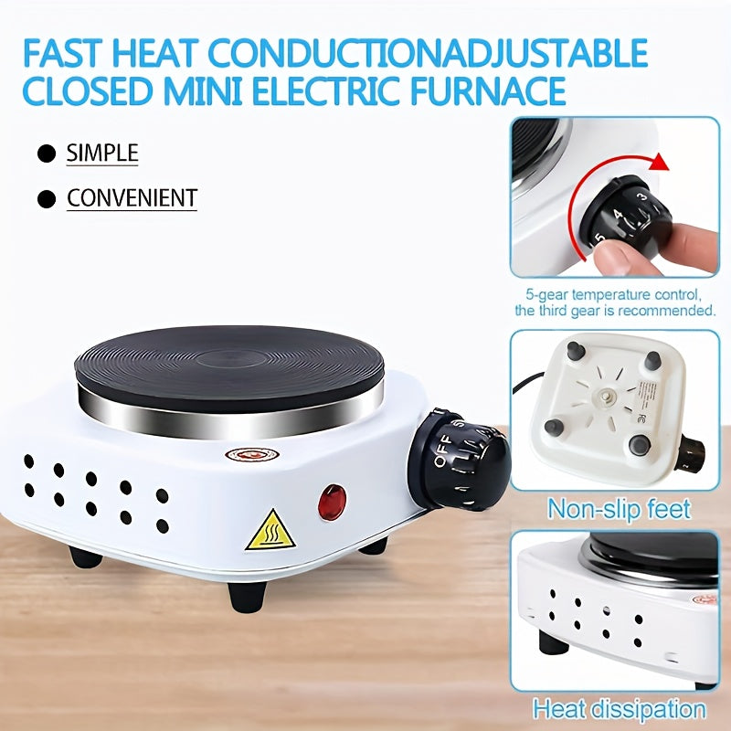 Oq portativ mini elektr pechka bilan 5- bosqichli harorat nazorati, kompakt dizayn va Evropa rozetkasi - Oshxona, hunarmandchilik, DIY uchun ajoyib
