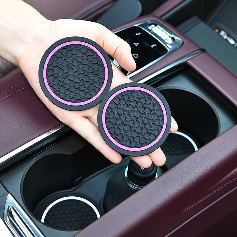 2PCS Car Coasters Honeycomb Pattern Non-slip Dustproof Drink Holder Protector