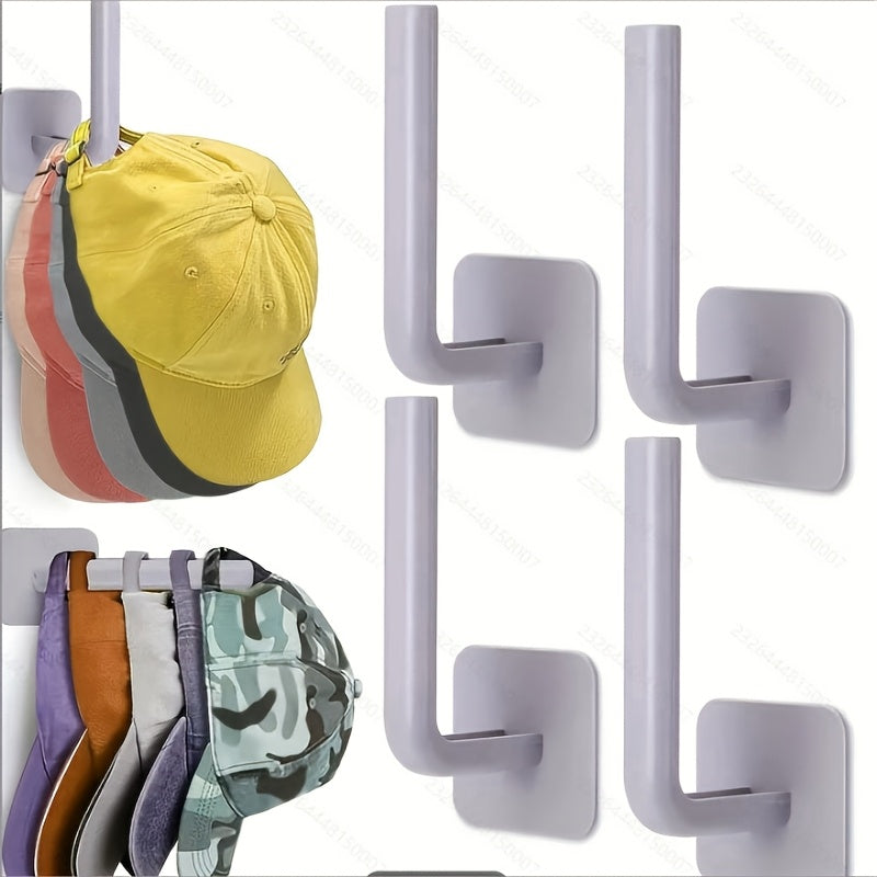 Pack de 4 ganchos de plástico autoadhesivos para sombreros para entrada, baño y dormitorio