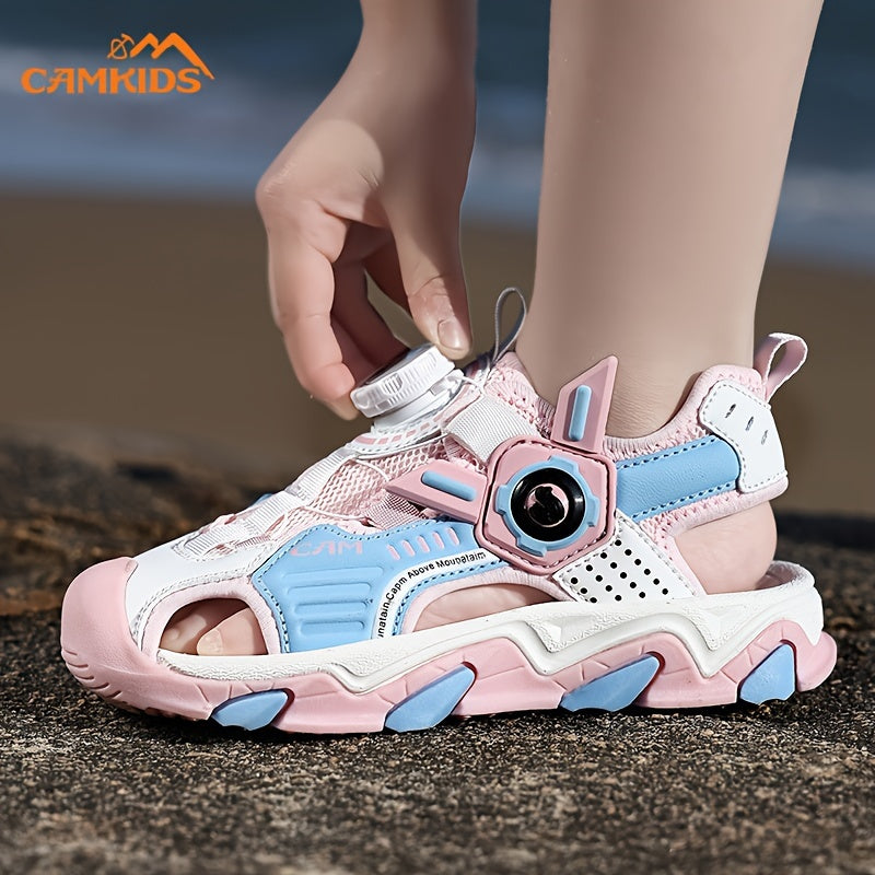 Детские вращающиеся ремешковые сандалии для мальчиков и девочек, легкие, противоскользящие, дышащие, повседневные пляжные и туристические туфли