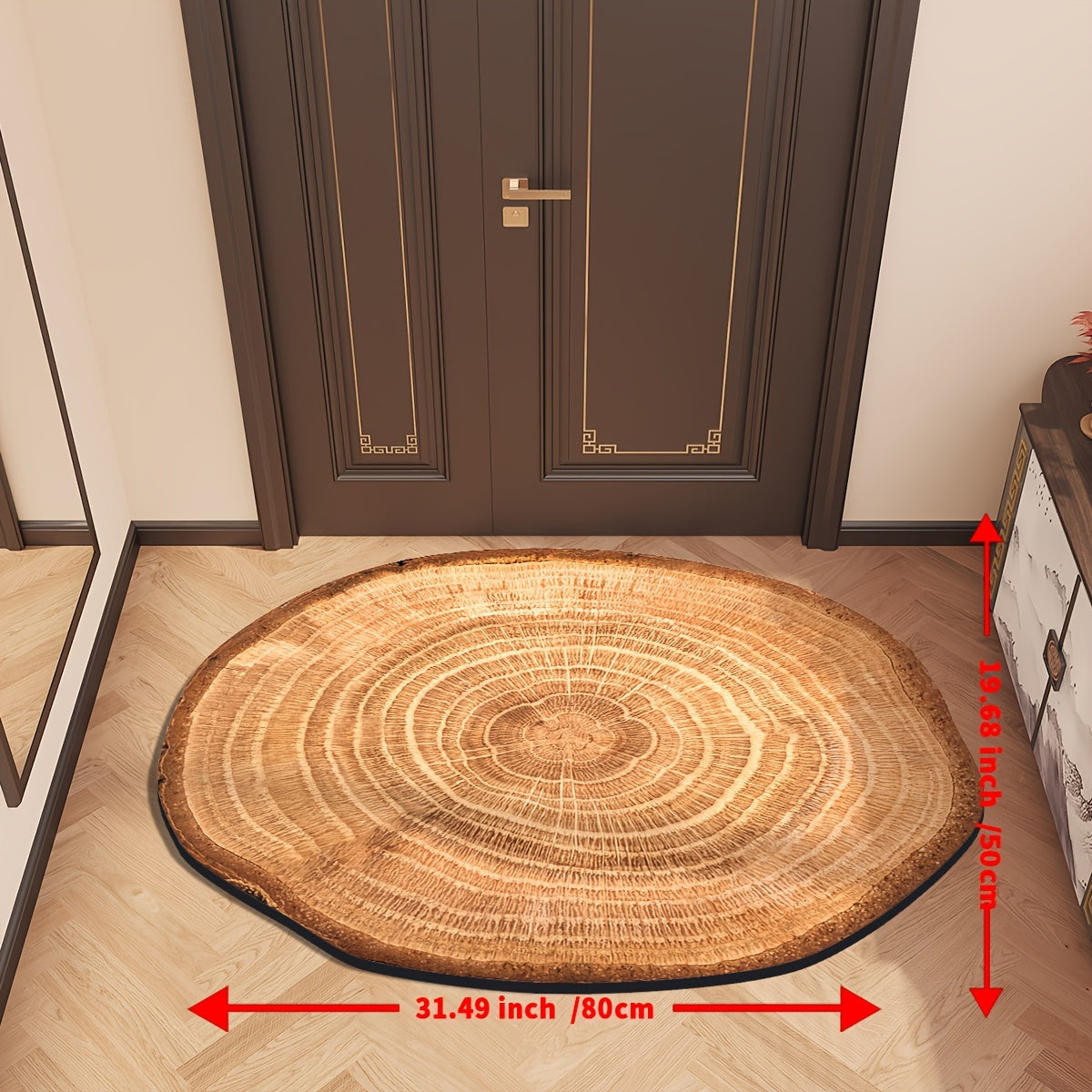Wood Grain Tree Ring Doormat Non-Slip Rubber Back Flame Resistant Indoor Floor Mat
