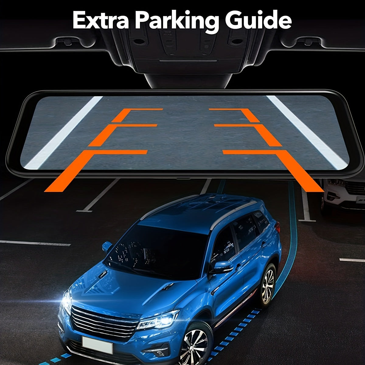 25.4cm Mirror Dash Cam 1080P Front Rear Cameras Touch Screen Night Vision Loop Recording Parking Monitor 32GB Included