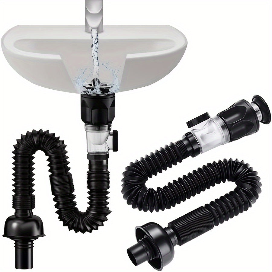 Metal Sink Drain Kit with Expandable P-Trap for 1-1/4 and 1-1/2 Inch Drains Odor Prevention
