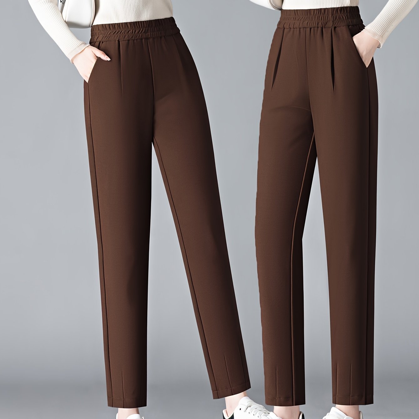 Women's Slimming Plus Size Knit Harem Pants Elastic Waist All-Season