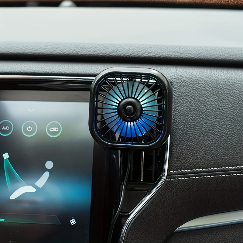 Portable USB Car Fan with Atmosphere Light for RV Ventilation