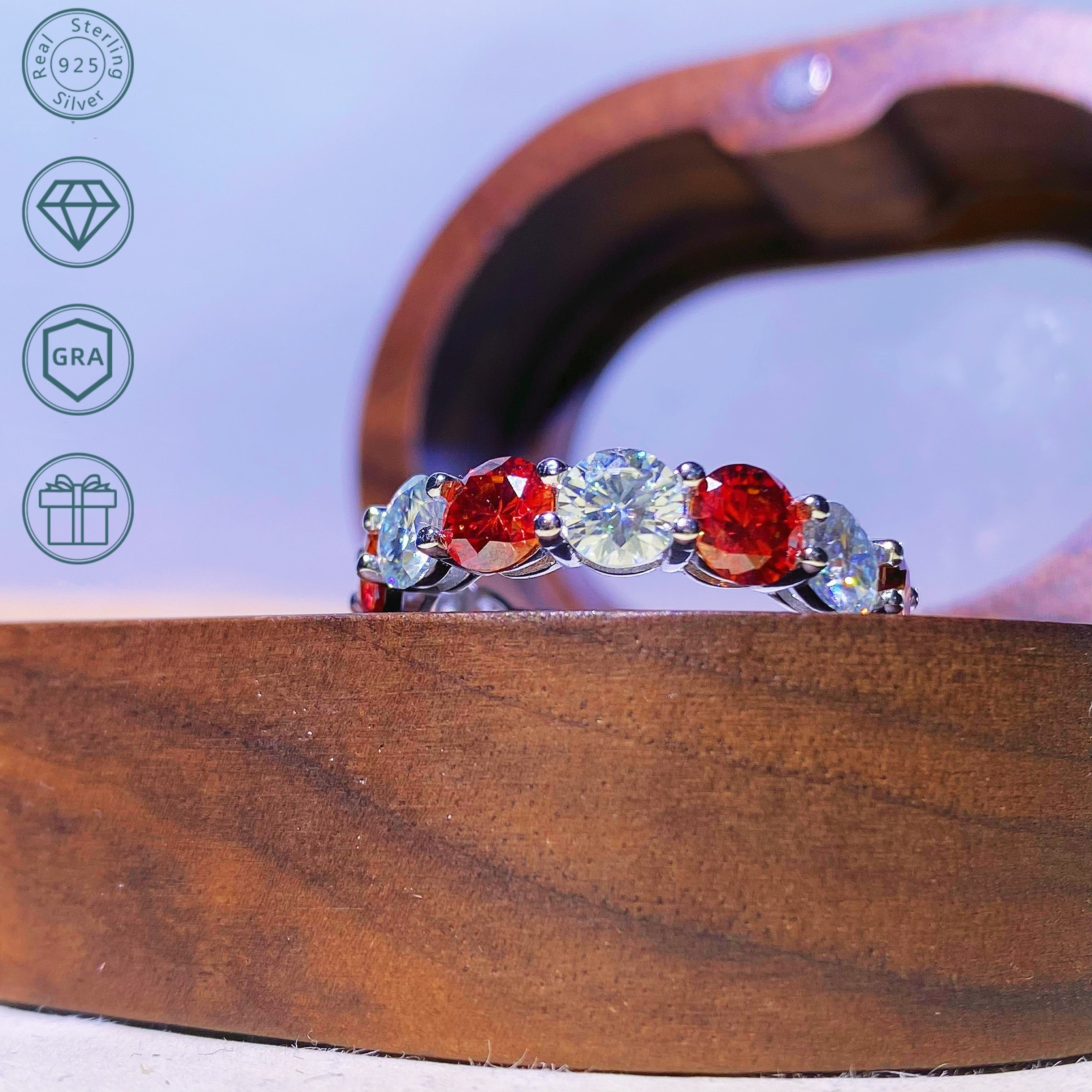 Sterling Silver Moissanite Eternity Ring for Women and Men 5mm Wedding Engagement Gift Set