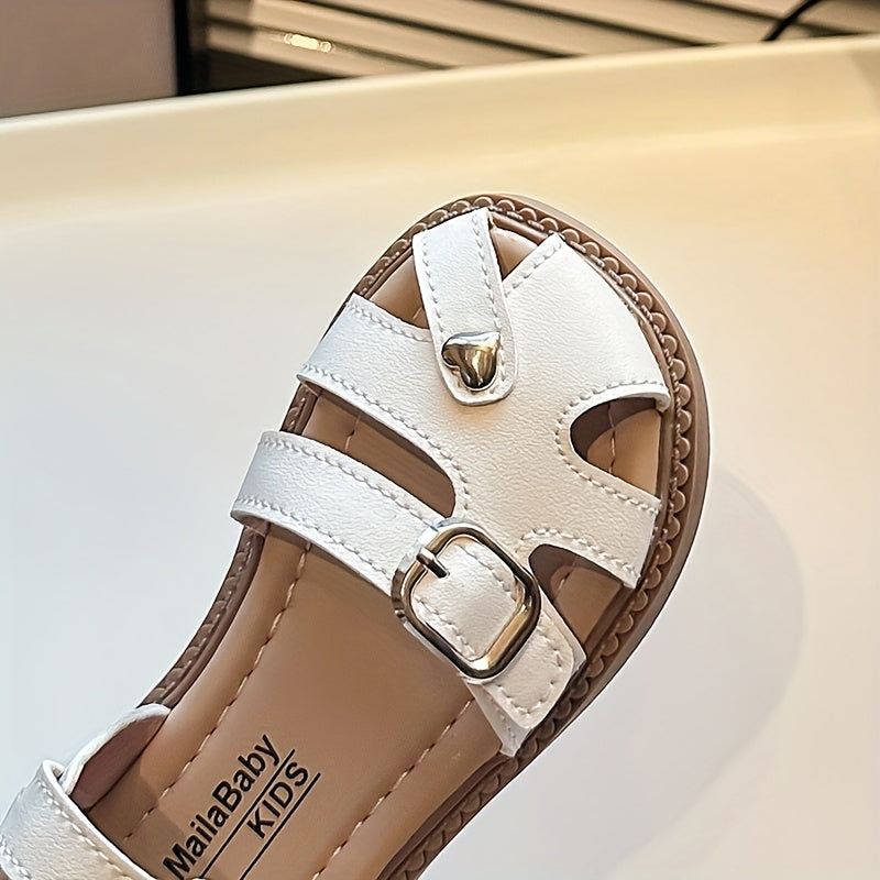 Girls Summer Closed-Toe Sandals Lightweight Breathable Microfiber Synthetic Leather Casual Shoes