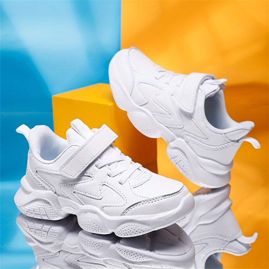 Boys Casual Sneakers Geometric Design Lightweight EVA Sole Breathable Fabric Outdoor Athletic Shoes