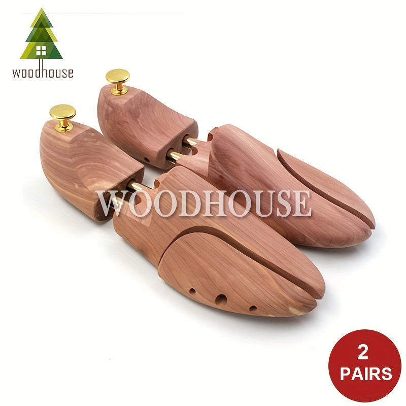 2 Pairs Cedar Wood Ankle Strap Shoe Accessories Natural Wood Gold Hardware