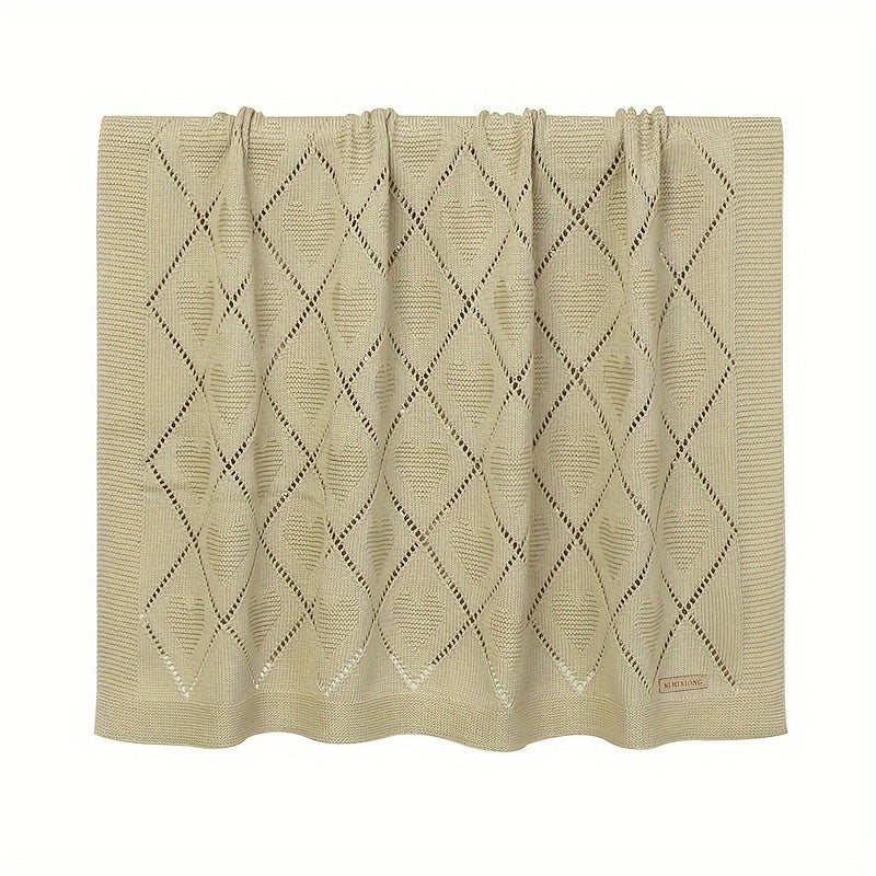 Knitted Hollow Blanket for Air Conditioner and Sofa Covering, Cozy Hugging Wrap