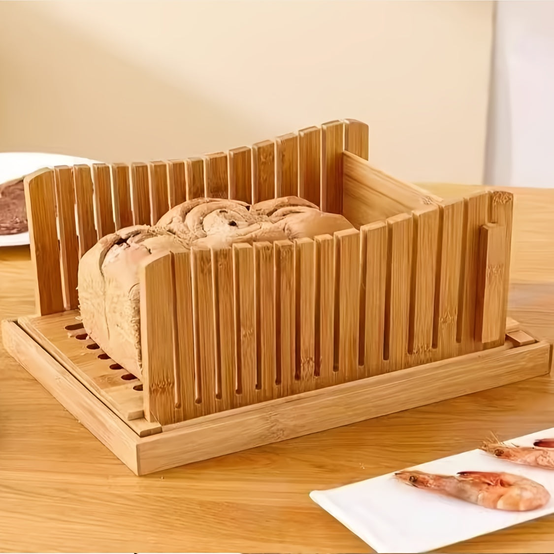 Cortador de pan, plato de corte de bambú 35x20cm, bandeja de migas, herramienta de horneado plegable