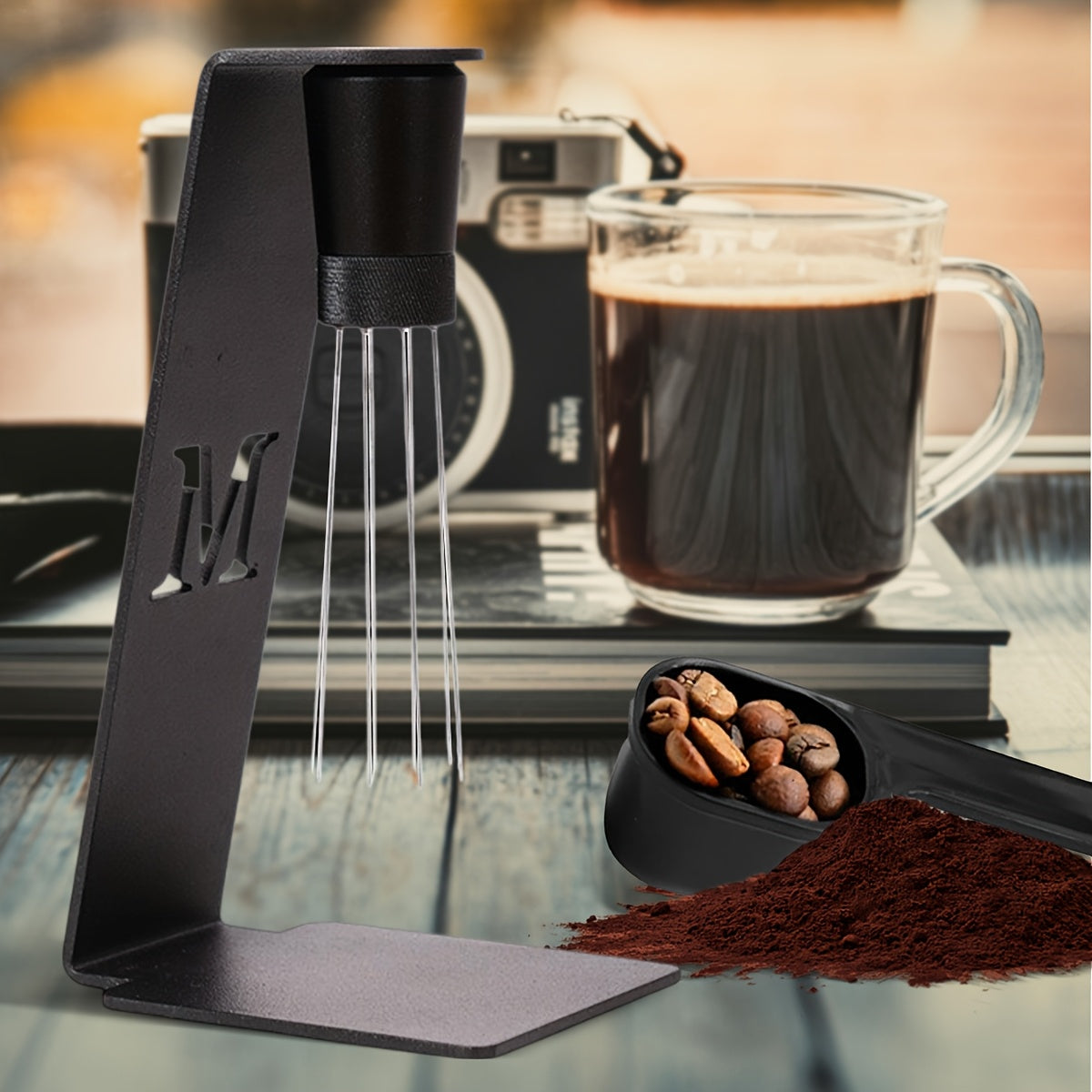 Stainless Steel Espresso taqsimlash asbobi, sozlanadigan diapazon va metall stand bilan