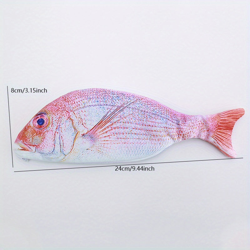 Funny Salt Fish Shape Pencil Case with Zipper, Casual Gift for Students