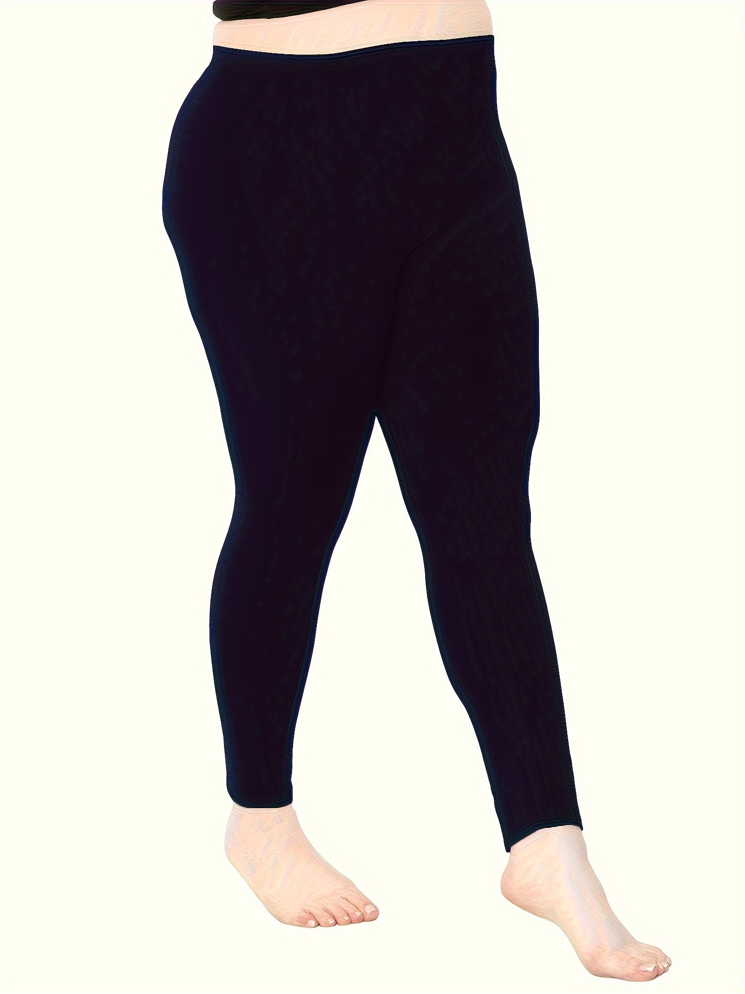 Plus Size Women's Solid Skinny Leggings Casual Stretchy Pants 3 Pack