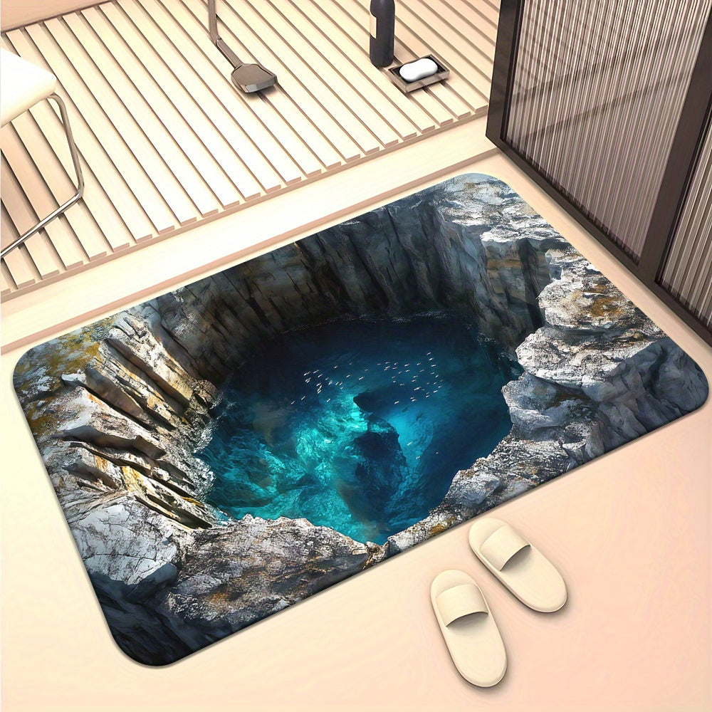 High Definition 3D Visual Effect Door Mat Non-Slip Machine Washable Polyester Absorbent Microfiber for Bedroom Living Room Bathroom Camping