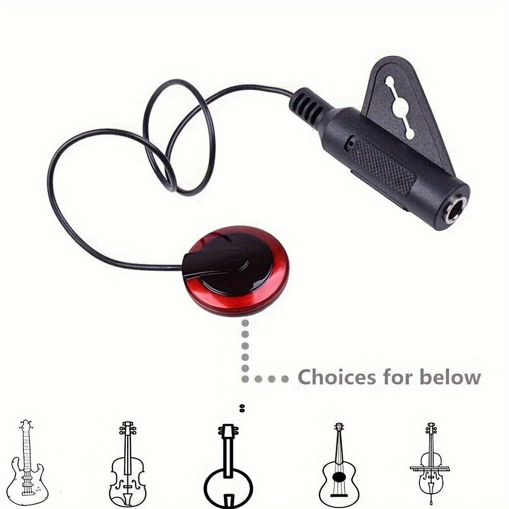 Professional Guitar Pickup ABS Piezo Contact 6.35mm Female Plug for Acoustic Ukulele Banjo Kalimba Harp