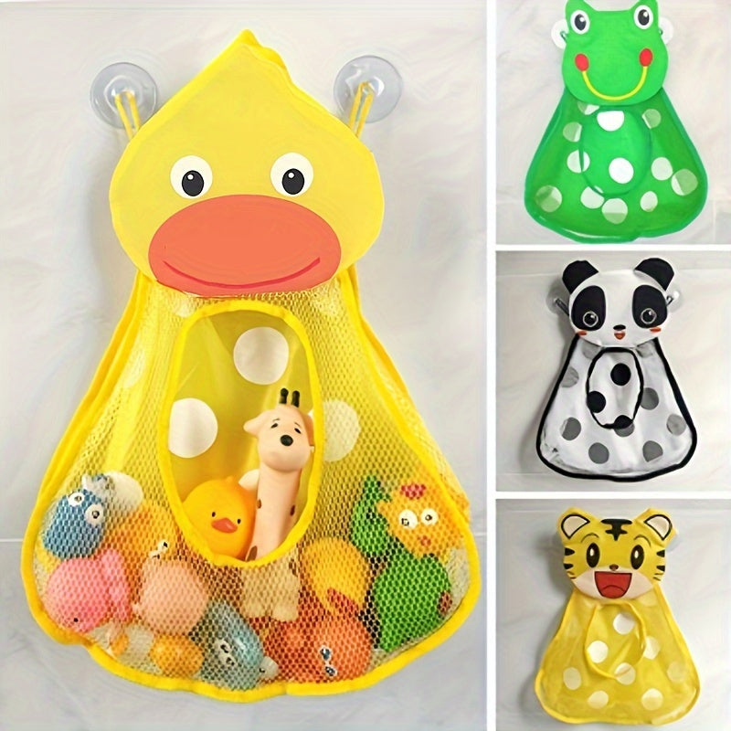 Animal-Themed Bath Toy Organizer Mesh Storage Bag with Suction Cups Durable PVC