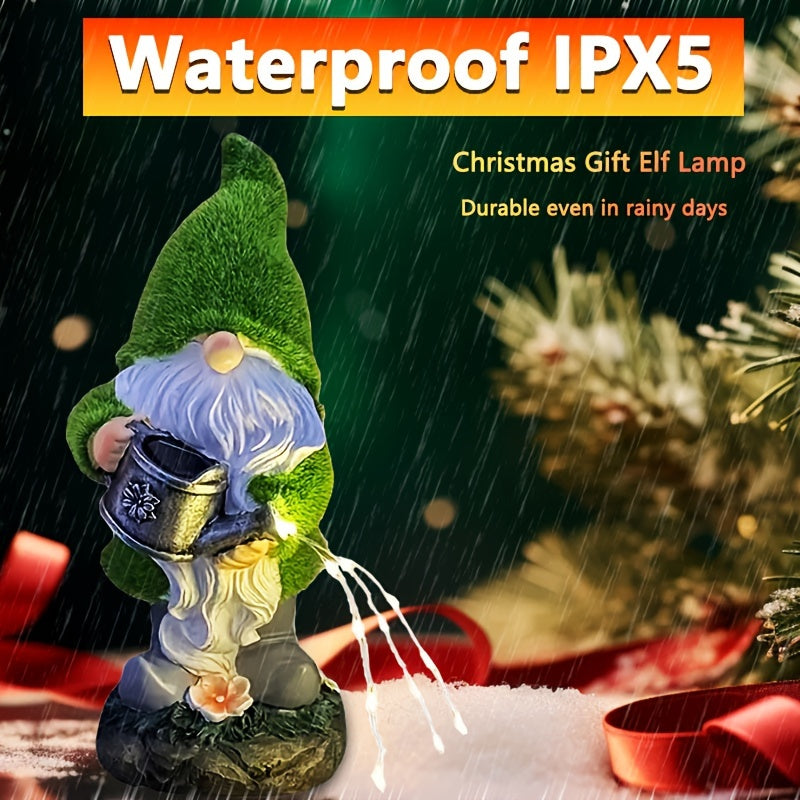 Resin Garden Gnome with LED Lights Solar Powered Outdoor Yard Decor