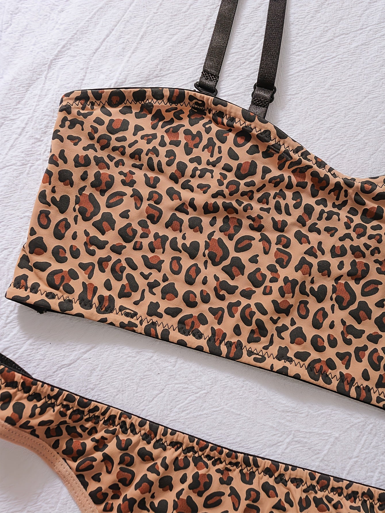 Women's Leopard Print Lingerie Set Nylon Blend No Padding Machine Washable