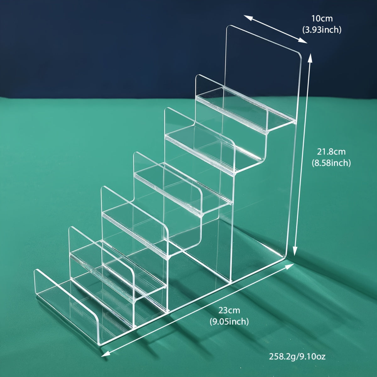 Akril 6-qavatli hamyon va karta ko'rsatkich standi, oynali ko'rinish bilan, stol usti tashkiloti uchun