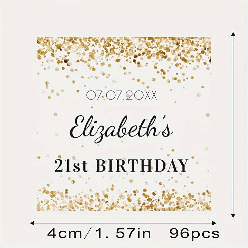 Personalized Paper Square Labels for Weddings and Parties, Custom Name and Date Stickers, Pack of XX